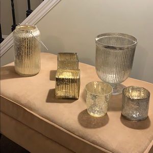 Silver mercury glass decor (7 pieces).